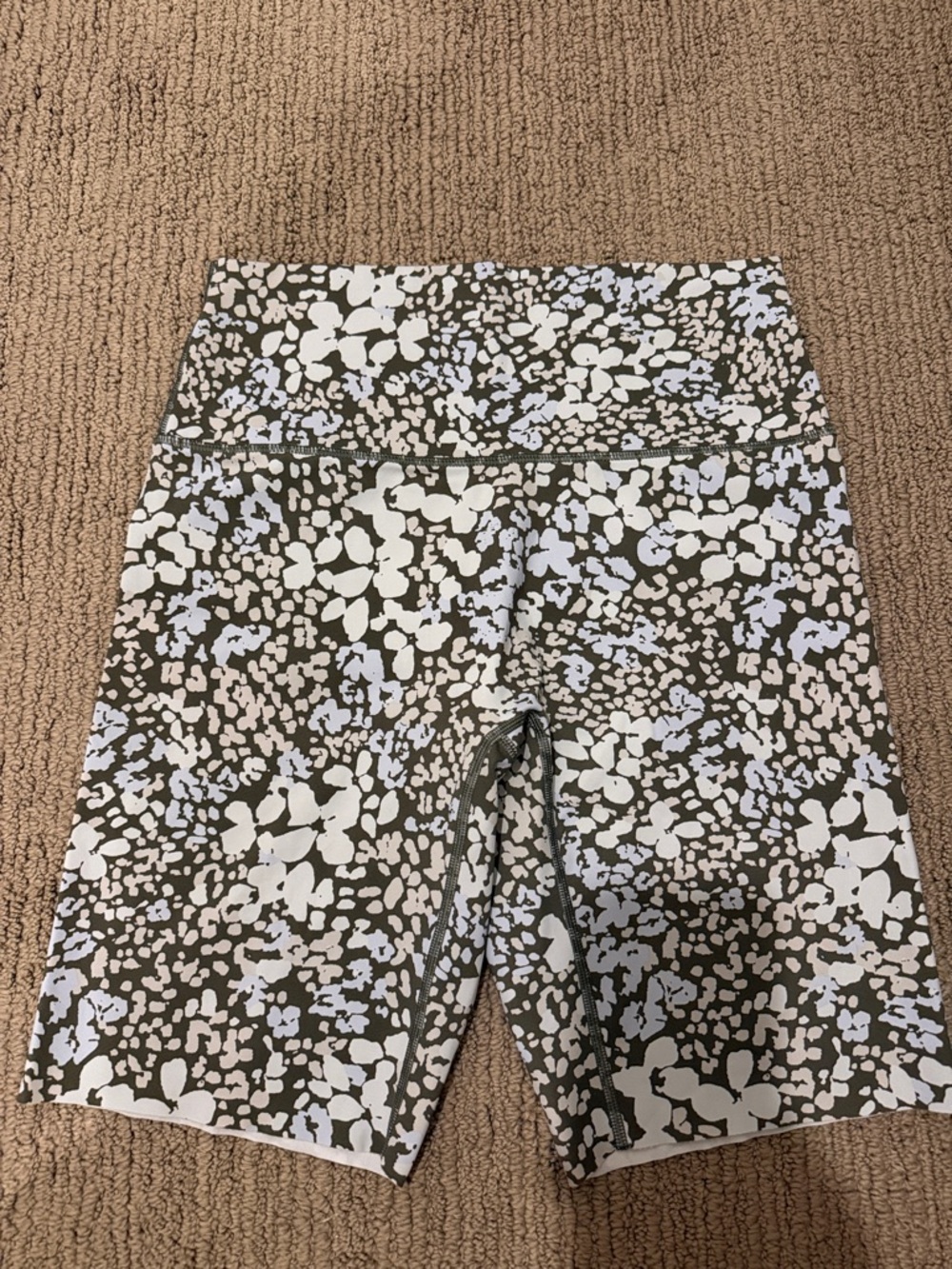 aerie Olive & White Floral High-Rise Bike Shorts